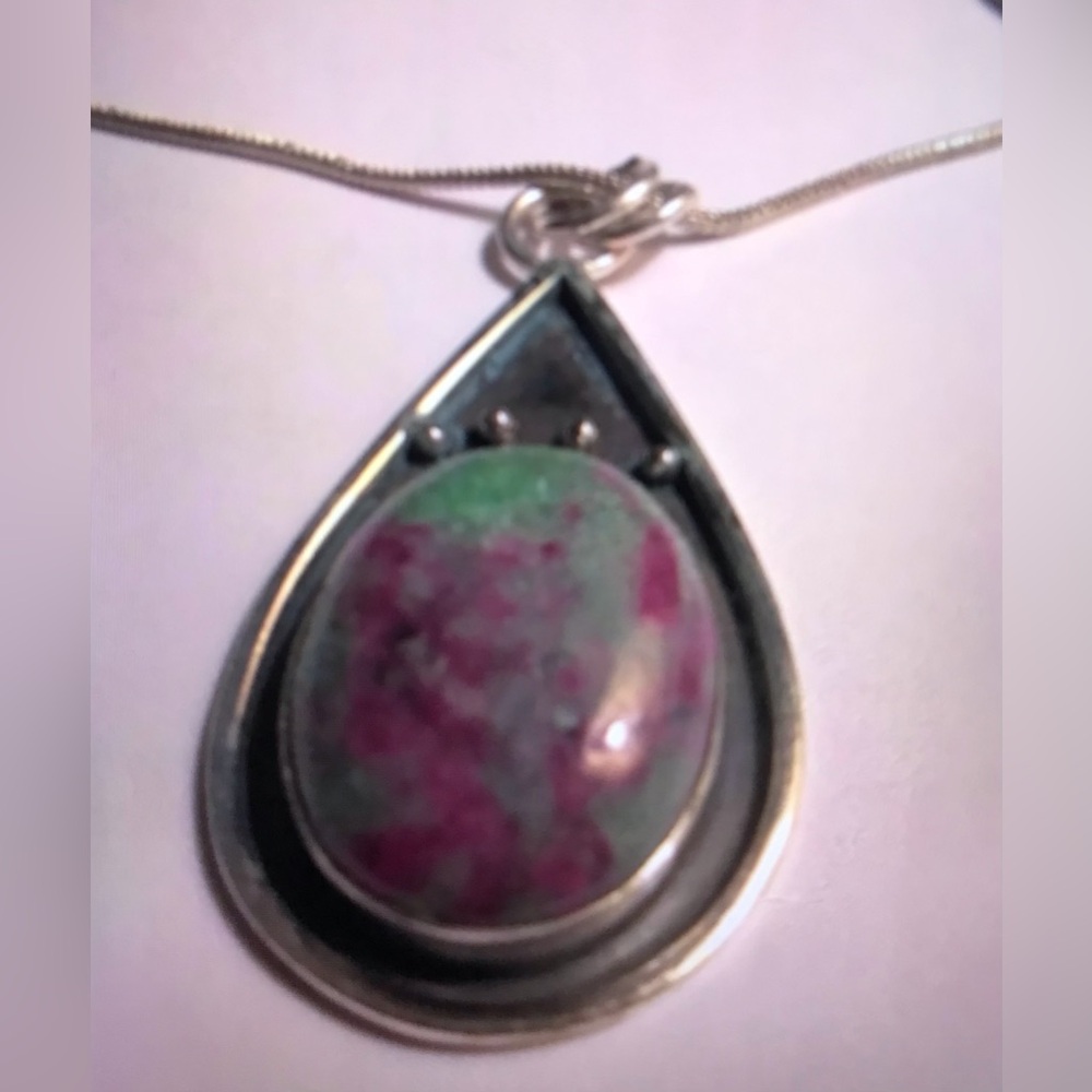 Ruby Zoisite 925 Sterling Silver Necklace